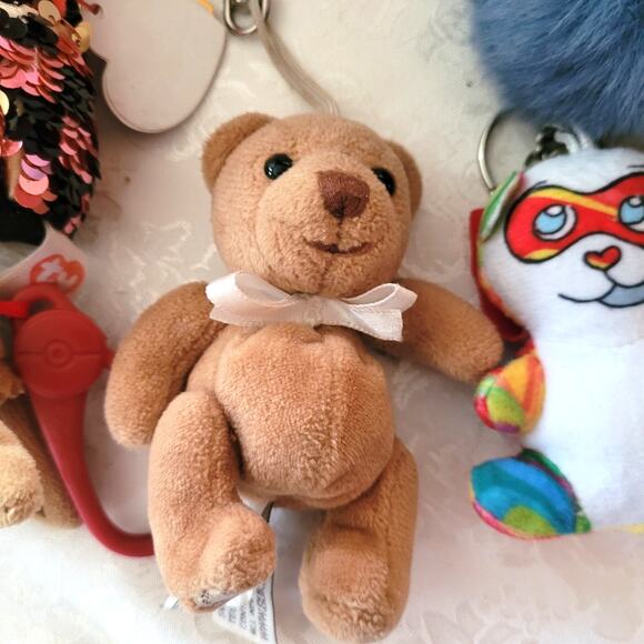 Plushie Keychains Bag Clips Lot Teddy Bear, Pony, Pink, Animals, Pokémon - Picture 2 of 7